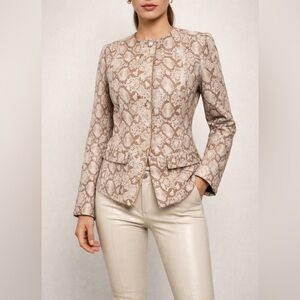 Chi by Falchi Designer Leather Snake Skin Embossed Jacket Y2K, BoHo Size Small